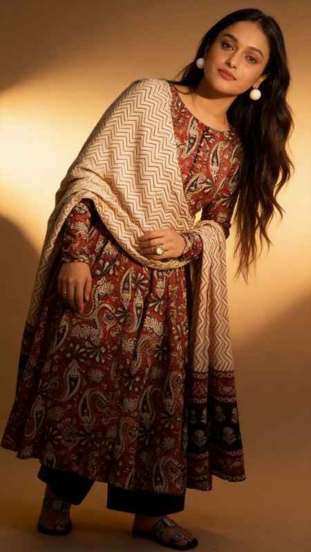 Printed Anarkali Kurta and Pant Set with Dupatta